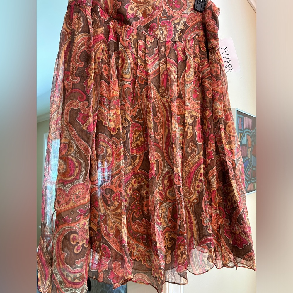 New Silk Brown Paisley Skirt by Allison Taylor 🍂 🍁